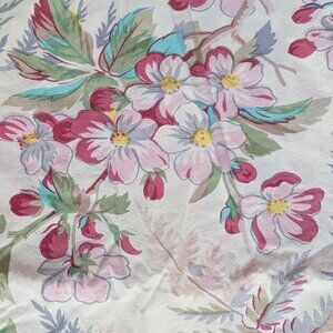 Ruffled Floral cotton print table cloth or twin bed spread. 70" X 90"